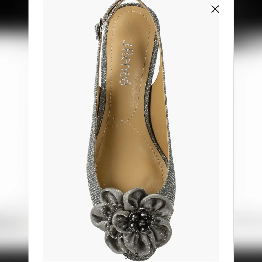 J. Renee Pewter Glitter Slingback Kitten Heel $110 At Nordstrom New Size 8 Wide